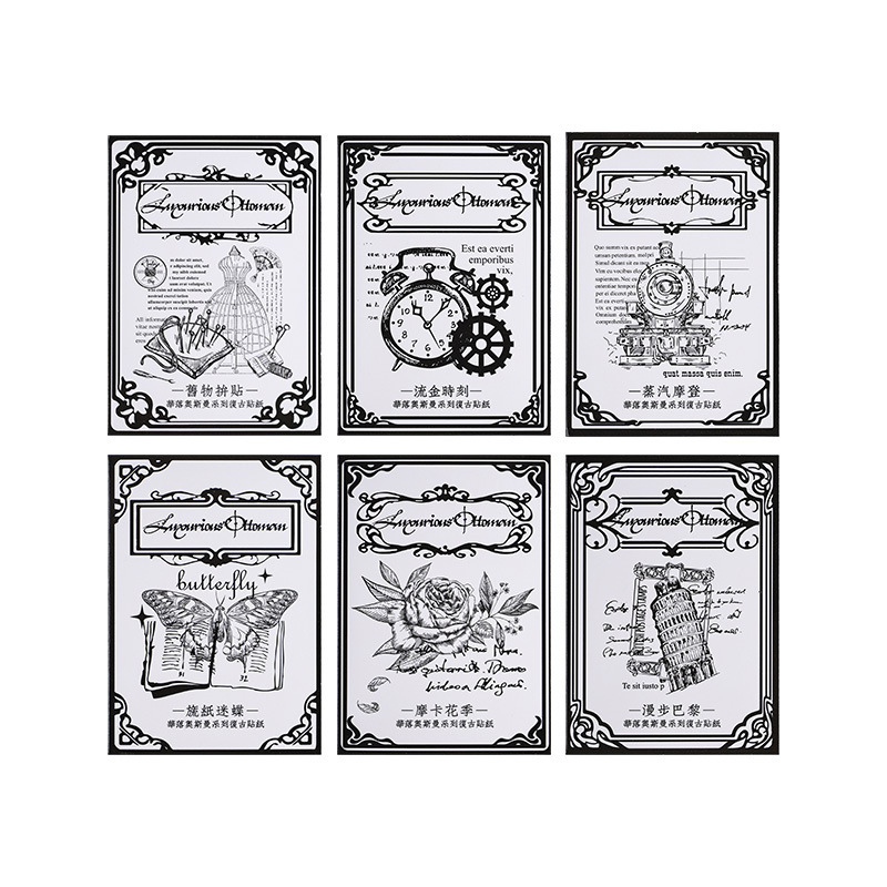 Hualuo papel de sulfato otomano cuentas de mano pegatinas impermeables bolsas diy retro cuentas de mano materiales decorativos pegatinas de papelería para niños