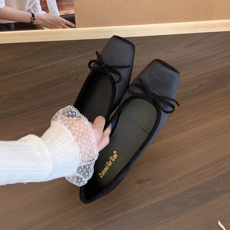 Jonmei for San インナー高さサテン早春シングルシューズ女性用新しいフレンチバレエスタイルの優しい妖精の靴|undefined