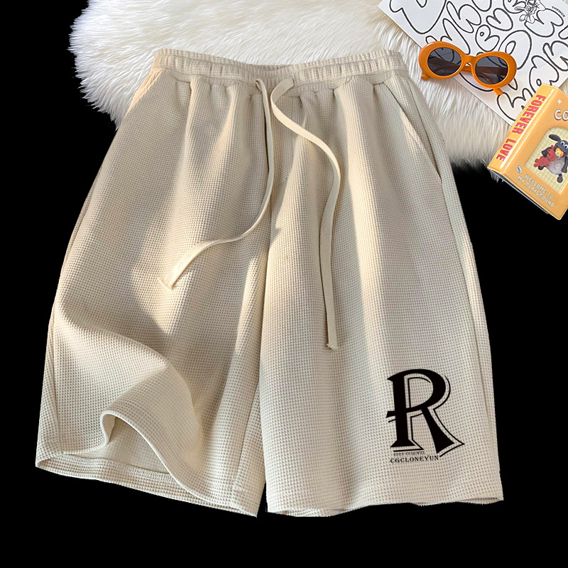 Venta directa de fábrica waffle shorts hombres de verano de moda de alta calle hip hop deportes pantalones americanos retro pantalones cortos sueltos