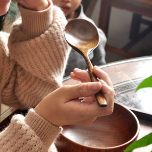 Large Size Nanmu Spoon Household Public Spoon Adult Large Size Solid Wood Soup Spoon Spoon Japanese Style Large Spoon Wooden Spoon for Eating