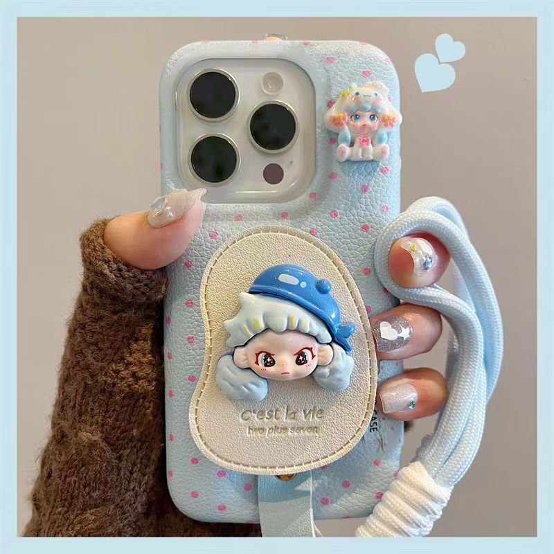 Leather Stand Apple 16Promax Mobile Phone Case Iphone15Pro New 13 Female 12 Soft 14 Leather Texture Xr Hand Strap