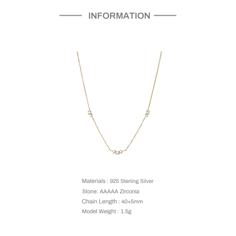 Europeo y americano transfronterizo moda s925 plata esterlina simple triple diamante apilados desgaste diario a juego personalidad todo-fósforo clavícula collar
