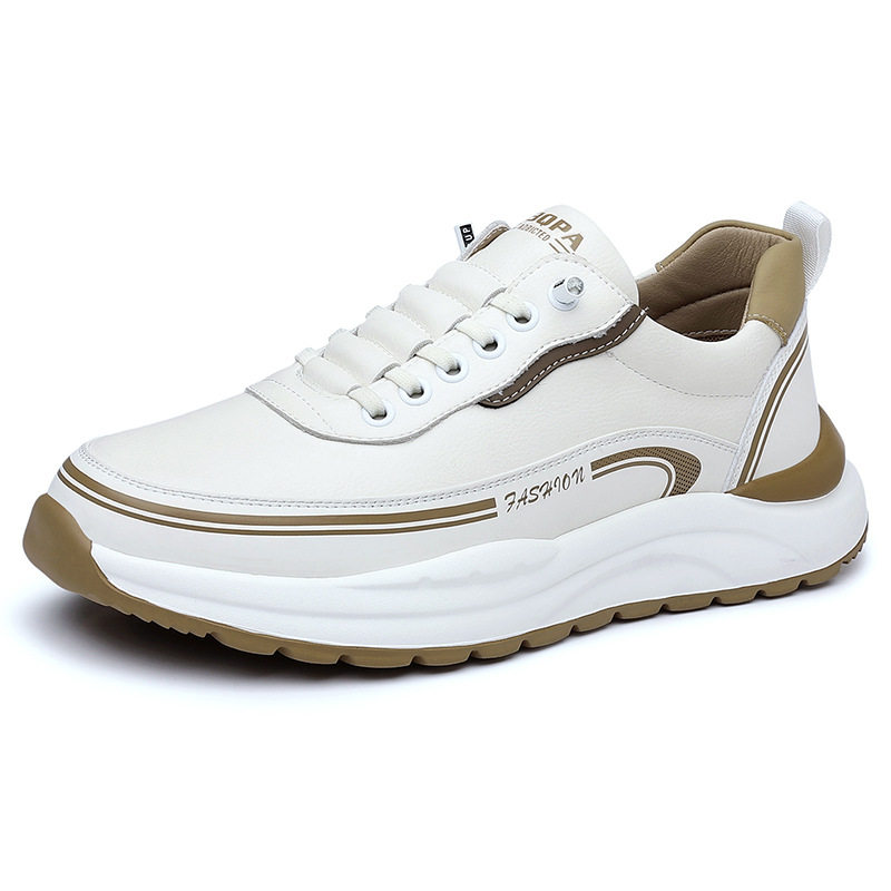 Giày thể thao nam sneaker cổ thấp đế dày gót 3–5 cm, mũi tròn, dây buộc, phối màu trắng đen kaki — H6892 màu kaki, H6892 màu trắng, H6892 màu đen