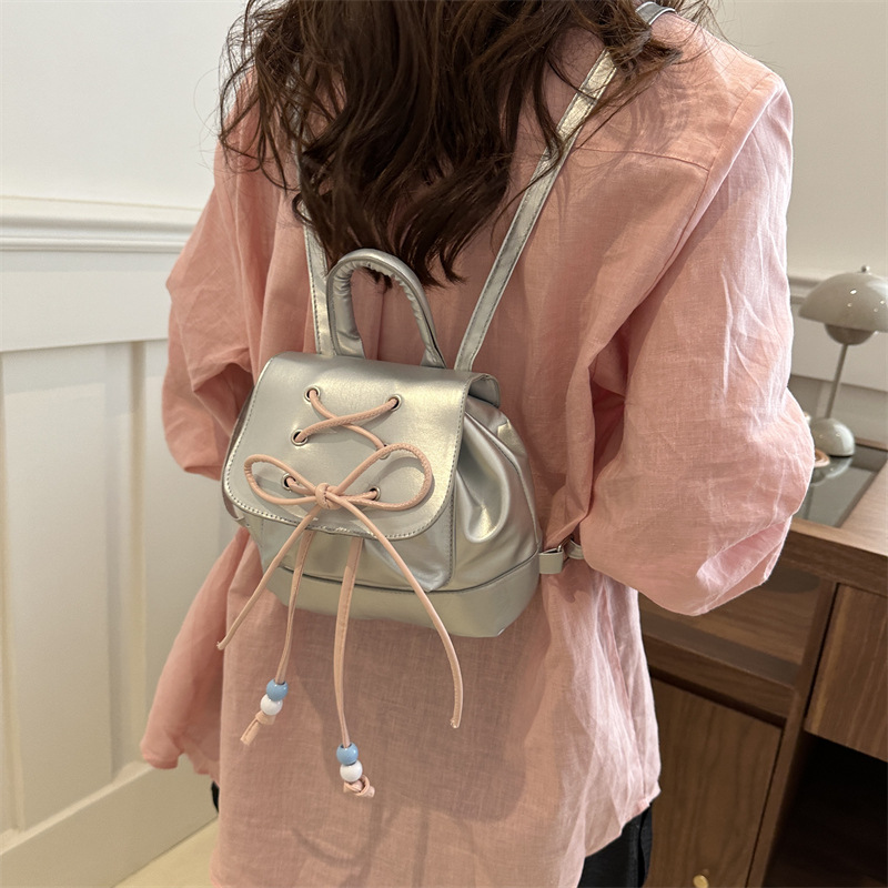 Bowknot estilo de ballet coreano casual simple 2024 nueva tendencia estilo occidental moda mochila portátil mujer