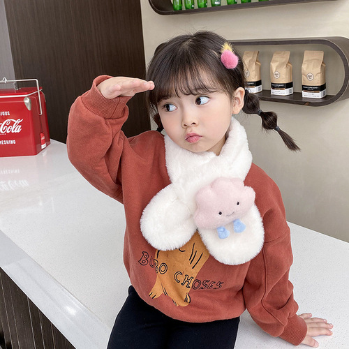 New Year Children's Scarf Autumn and Winter Plush Parent-child Christmas Cute Thick Cartoon Rabbit Fur Baby Neck Gaiter