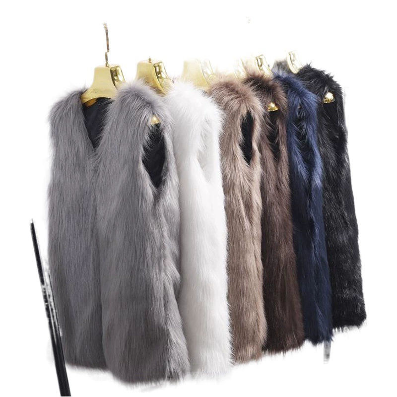 Внешняя торговля Зимний Длинный жилет из искусственного меха лисы Жилет Куртка производителей прямые