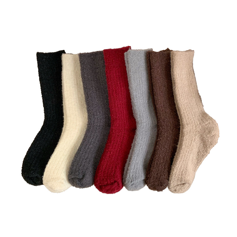 Calcetines de otoño y invierno para mujeres calcetines gruesas calentamiento calcetines de color curry in-mode calcetines de piso para dormir en el hogar