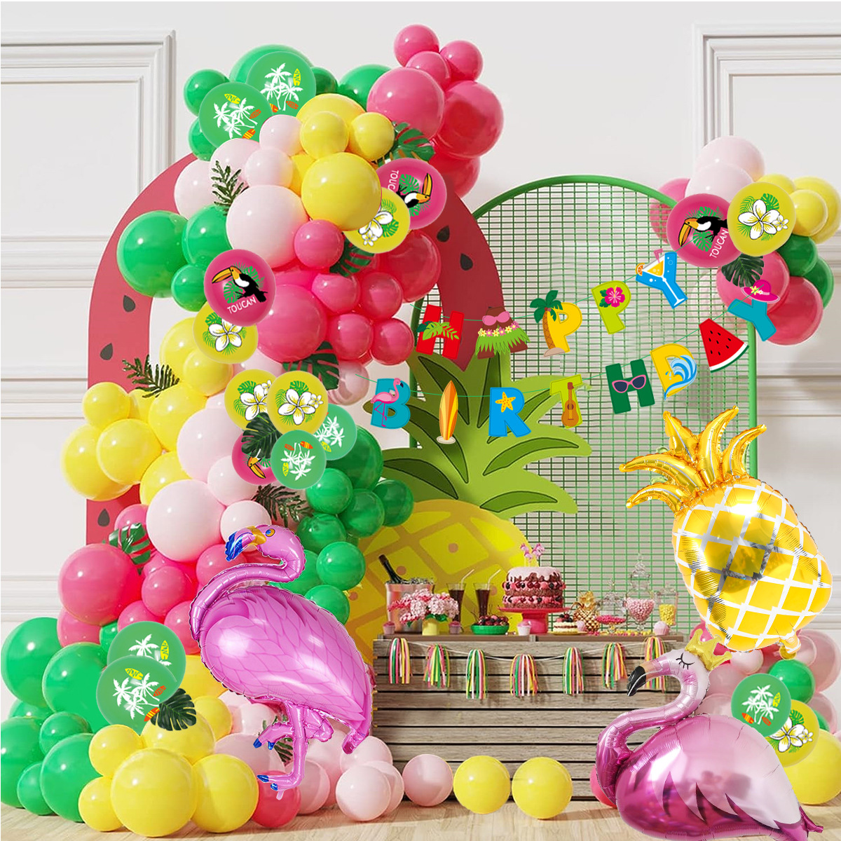 Decoración de fiesta de globos hawaianos, escena de decoración transfronteriza, fiesta de salida, globo redondo de látex de 10 pulgadas, verde