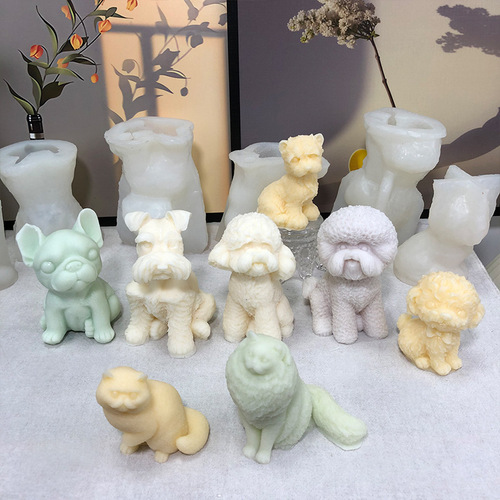Serena Bichon Frize Puppy Scented Candle Diffusing Stone Silicone Mold DIY Teddy Dog Plaster Mold Ornament