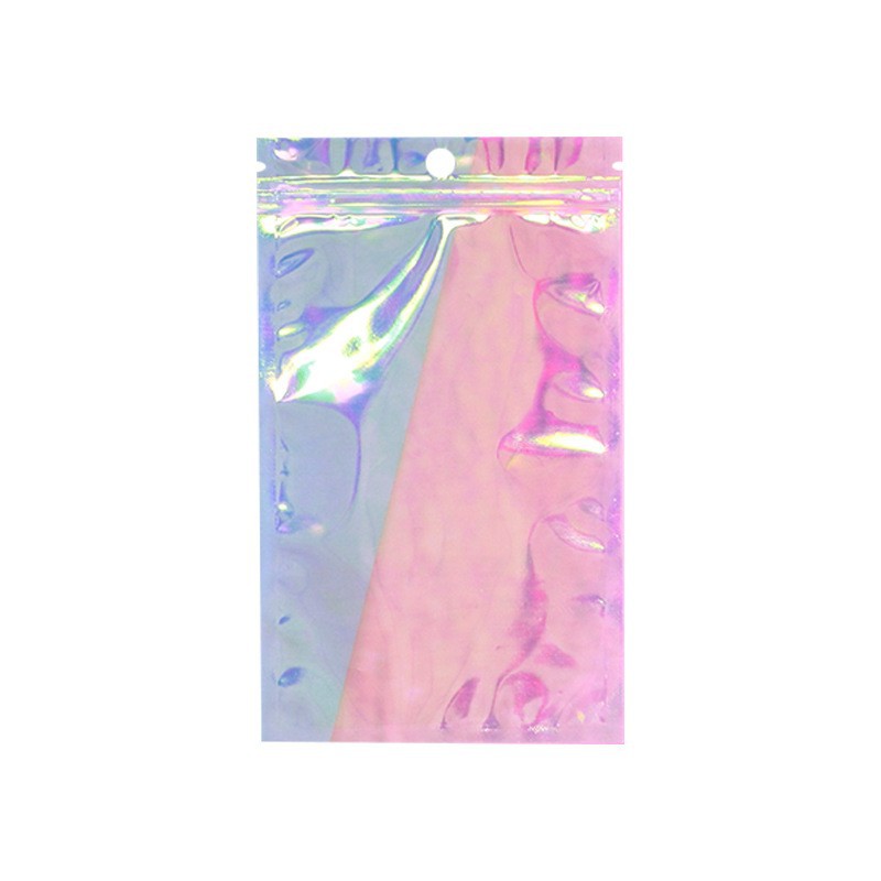 彩虹透明镭射自封袋数据线阴阳袋数码闪光铝箔塑料袋幻彩饰品袋