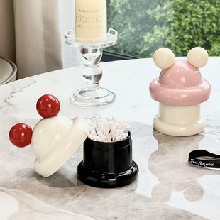 Cream Donut Toothpick Box Accessible Luxury Household Cotton Swab Tube Creative High-end Cute Dental Floss Storage Box 2024 New Style