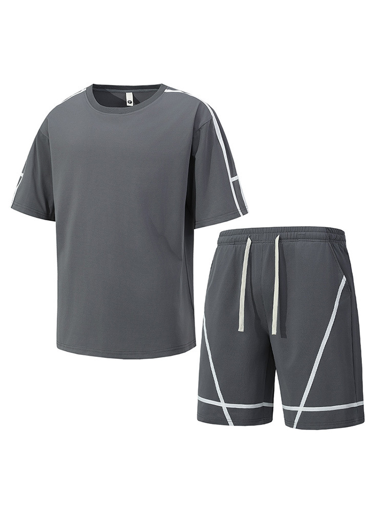 2025 verano nuevo estilo pantalones cortos de manga corta para hombres adolescentes traje de ocio deportivo marca de moda casual traje de dos piezas para hombres