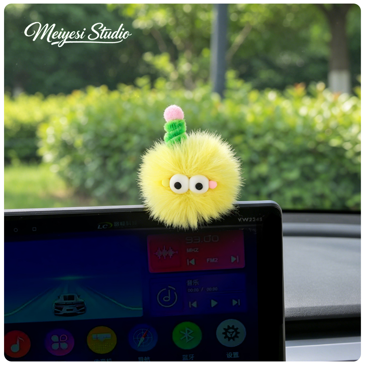 Joyas de automóviles adornos de automóviles lindos bolas de peluche interior de automóviles pantalla de control central decoración de pantalla pequeña adornos