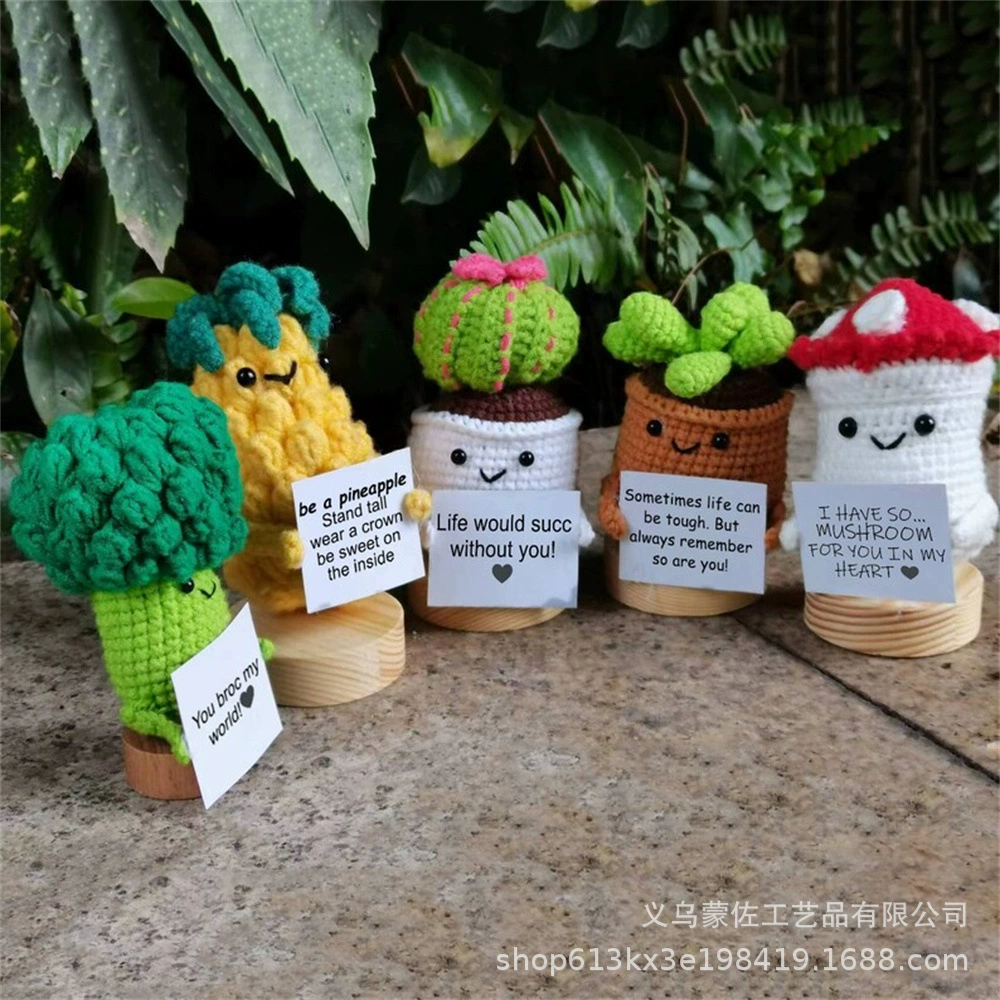 Amazon Foreign Trade Positive Energy Potato Tomato Funny Emoticon Handmade Wool Hook Weaving Cucumber Vegetable and Fruit Swing