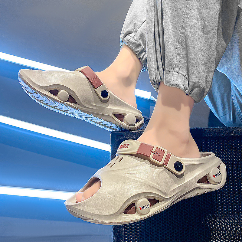 Zapatillas transfronterizas para hombres de verano antideslizantes dos para conducir con suela gruesa para el exterior de los deportes casuales juveniles sandalias de playa al aire libre