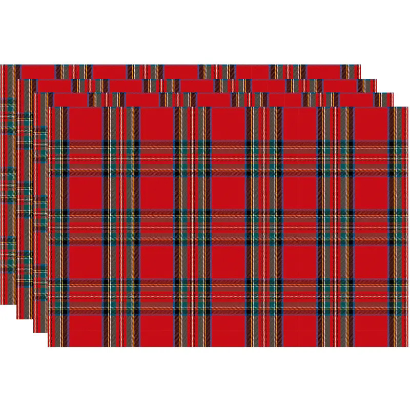 Transfronterizos lino almohadilla de mesa Aliexpress TEMU Amazon almohadilla de mesa cuadrada búfalo rojo almohadilla de Navidad Día de la Independencia