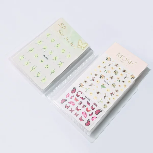 Portable Nail Art Sticker Storage Album 20/80 Grids Ins Style Sticker Classification Organizer Japanese Style Nail Art Storage Album