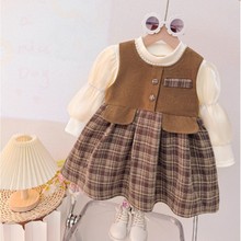 【代发】连衣裙2025洋气儿童加绒秋冬背心裙两件套女宝公主裙子潮