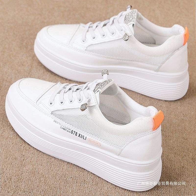 2025 verano nuevo tipo de zapatos casuales transpirables con suela gruesa de malla zapatos