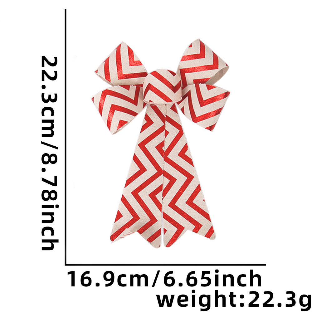 25cm grande Navidad arco adornos Navidad decorativo rayas Lino arco DIY accesorios colgante