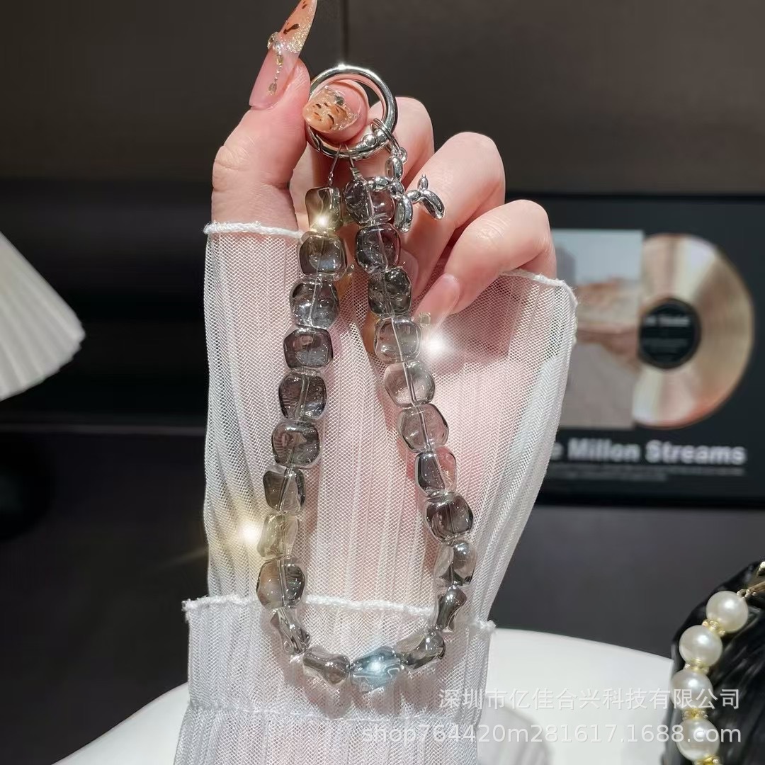 Nuevo estilo ins viento de lujo ligero checo cristal piedra teléfono móvil colgante cadena colgante todo fósforo nicho especial pulsera con cuentas cordón