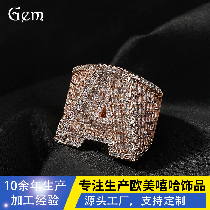 Fashionable creative copper ring with letters