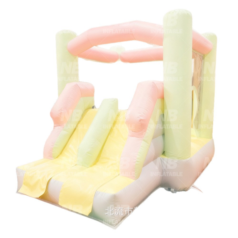 Niños al aire libre inflables rebotar castillo macarón tema de boda cama de salto blanco inflables parque casa de juguetes