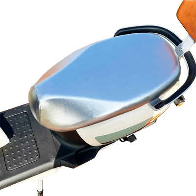 Motorcycle cushion waterproof sunscreen leather seat cover - silver-plus-no