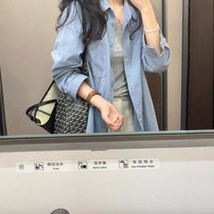 法式蓝色衬衫女早秋2025新款爆款韩系宽松休闲衬衣长袖气质上衣
