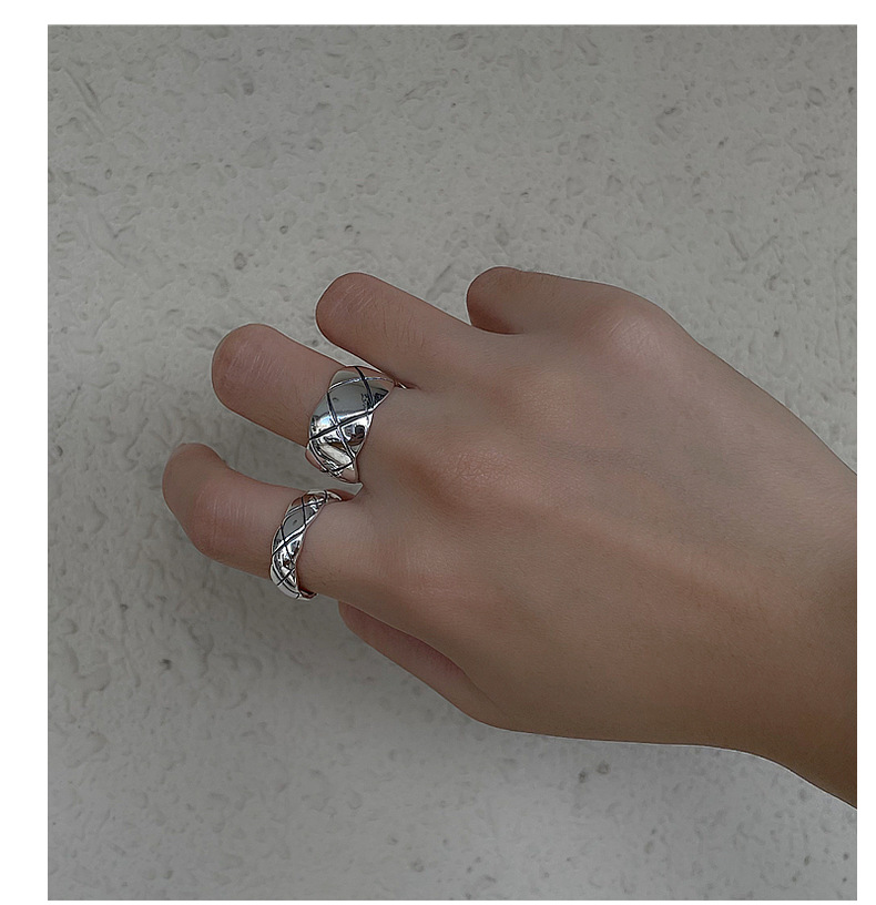 1 Piece Quantity Daily Occasion 925 Sterling Silver Material Lingge Pattern 925 Sterling Silver Lingge Open Ring
