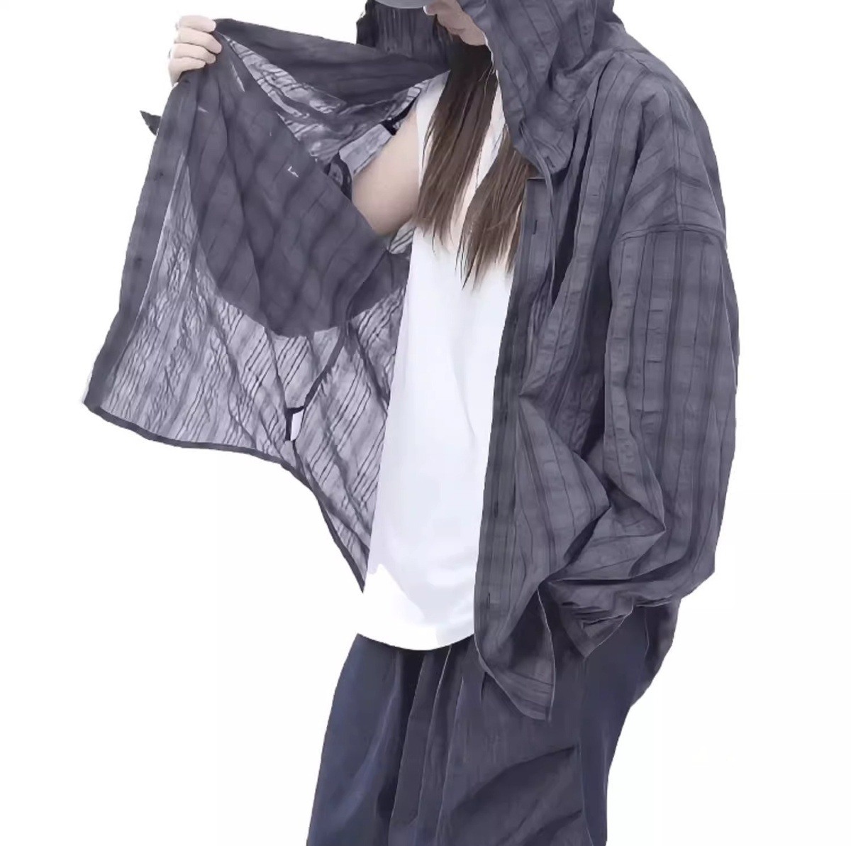 American Style Physical Sun Protection Textured Plaid For Men And Women, Summer Thin Couple's Versatile Shirt Jacket,_viptrois.com