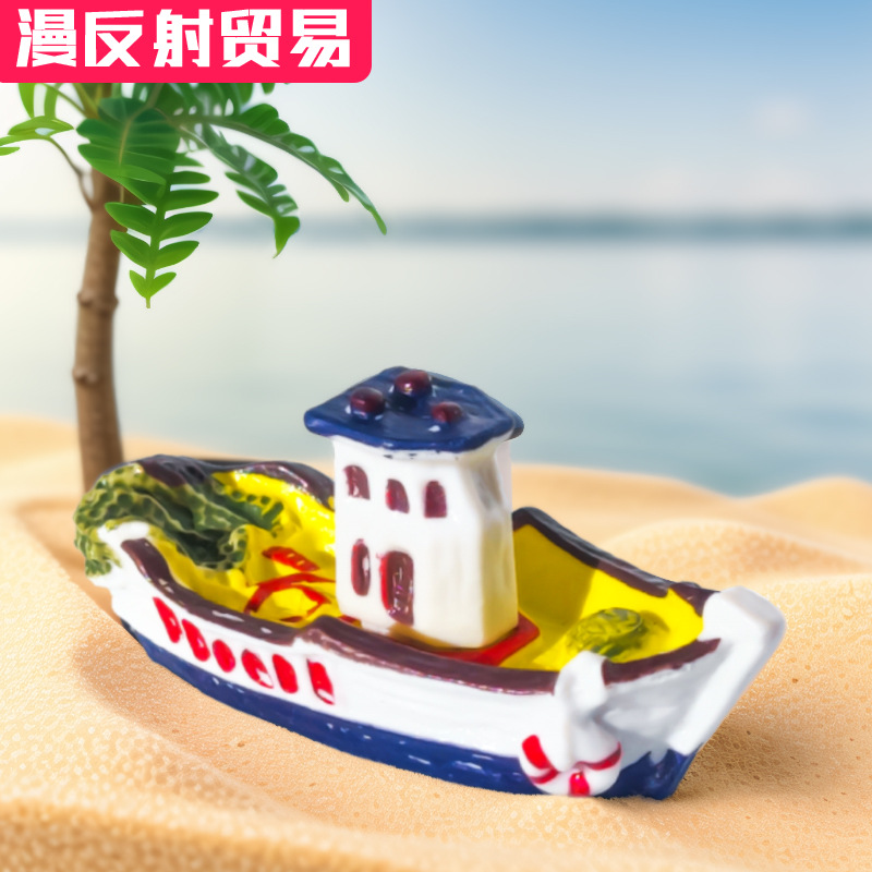 Pecera paisajismo decoración simulación pesca barco arena bandeja micro paisaje paisajismo accesorios acuario decoración resina barco