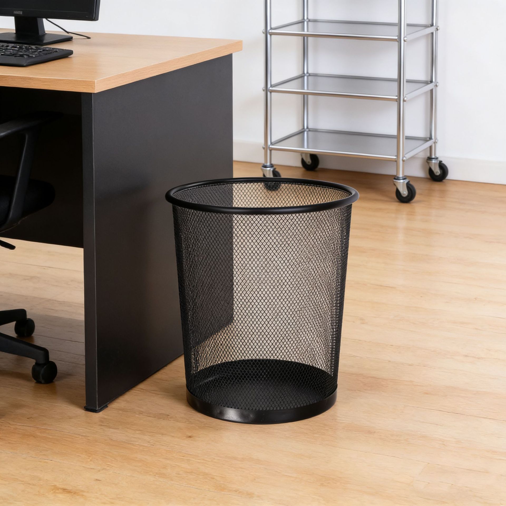 Metal Trash Can, Large Capacity Iron Art Waste Basket, Kitchen Storage Bin, Creative Home Office Lidless Round Paper Basket