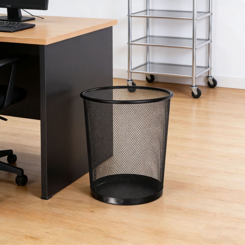 Metal Trash Can, Large Capacity Iron Art Waste Basket, Kitchen Storage Bin, Creative Home Office Lidless Round Paper Basket Metal Trash Can, Large Capacity Iron Art Waste Basket, Kitchen Storage Bin, Creative Home Office Lidless Round Paper Basket