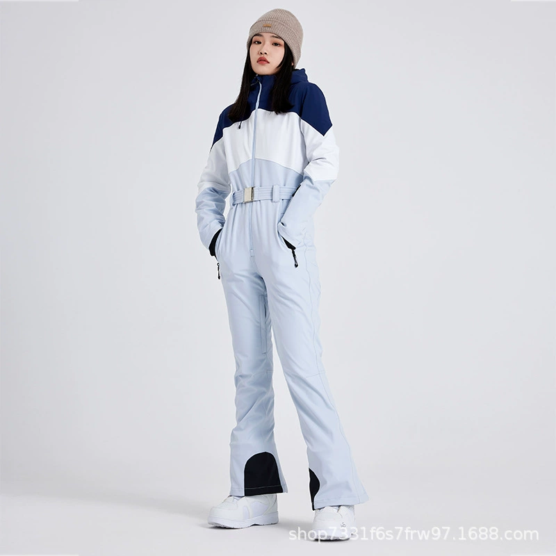 2023 Новый двухбортный лыжный костюм, цельный костюм, женский непромокаемый флисовый теплый тонкий лыжный костюм для похудения 730
