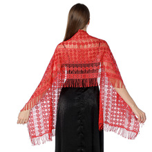 高档水溶亮片绣花披肩三面流苏新娘伴娘婚纱礼服旗袍披肩晚宴披女