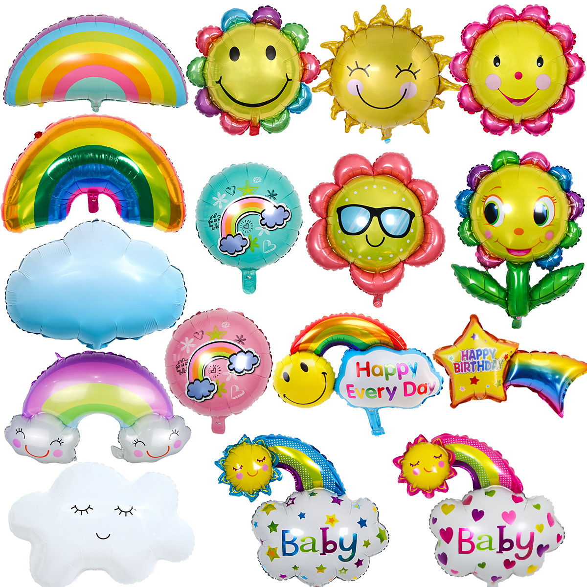 铝膜气球装饰生日太阳花云朵聚会派对场景布置彩虹太阳花气球