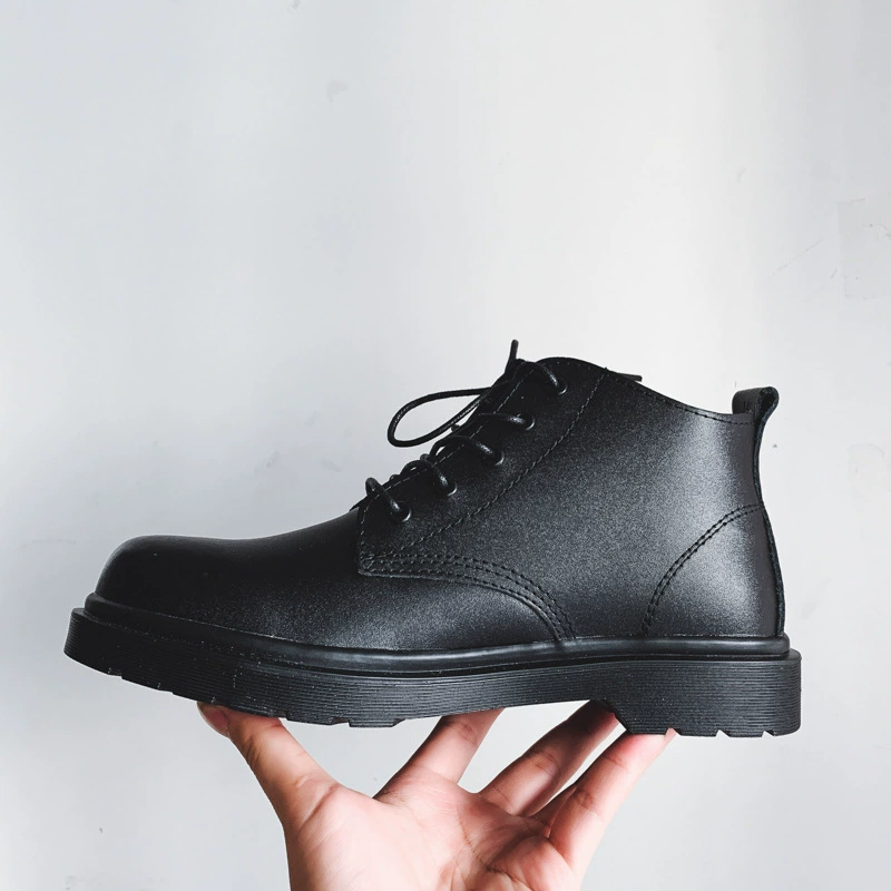 Осенне-зимние новые короткие ботинки среднего размера из натуральной кожи большого размера, парные ботинки, модная обувь, рабочая обувь на толстой подошве, мужские и женские кожаные ботинки