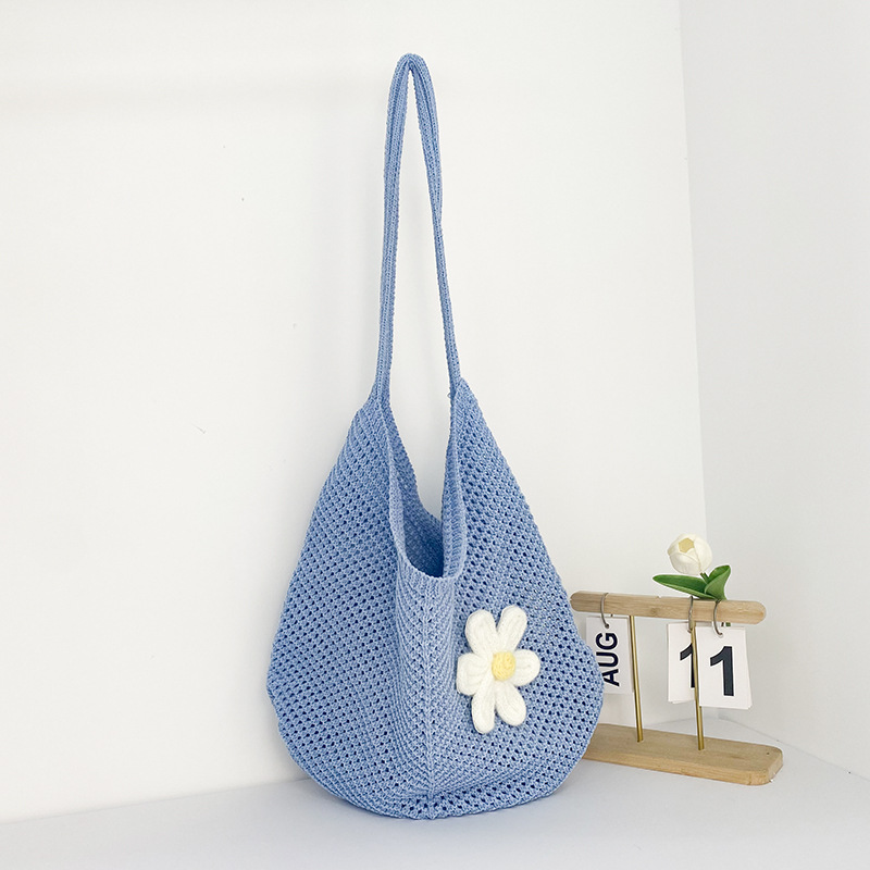 Blue, straw, removable, flowered