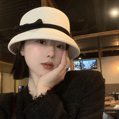 法式赫本风优雅蝴蝶结渔夫帽女气质名媛盆帽千金风显脸小礼帽子潮