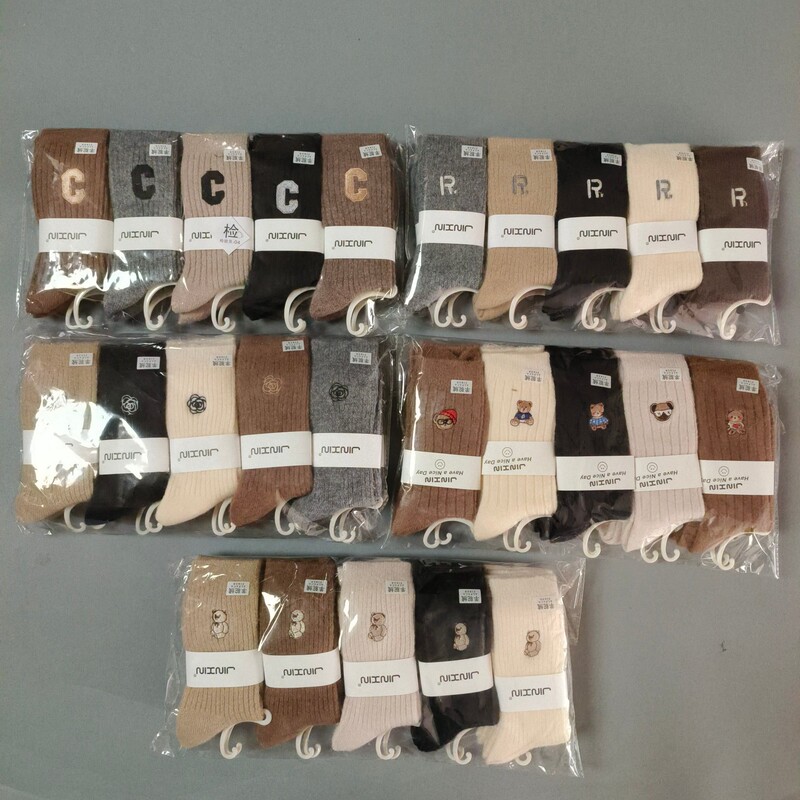 Jinxin High-Quality Double-Needle Embroidered Alpaca Wool Women's Socks Autumn and Winter New Thickened Long Socks Maillard Coffee Color Calf Socks