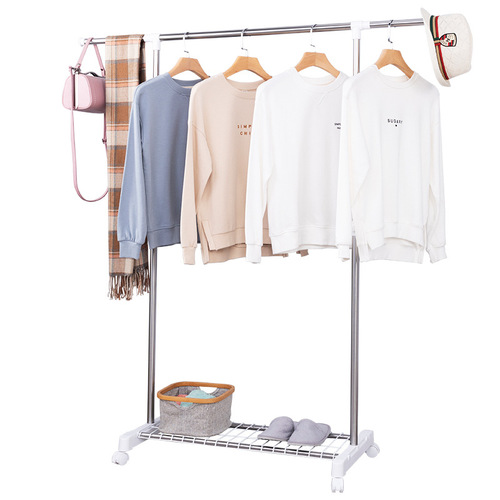 Wholesale small floor-standing clothes drying rack stainless steel simple single pole clothes hanging rack balcony cooling clothes rack clothes drying rack