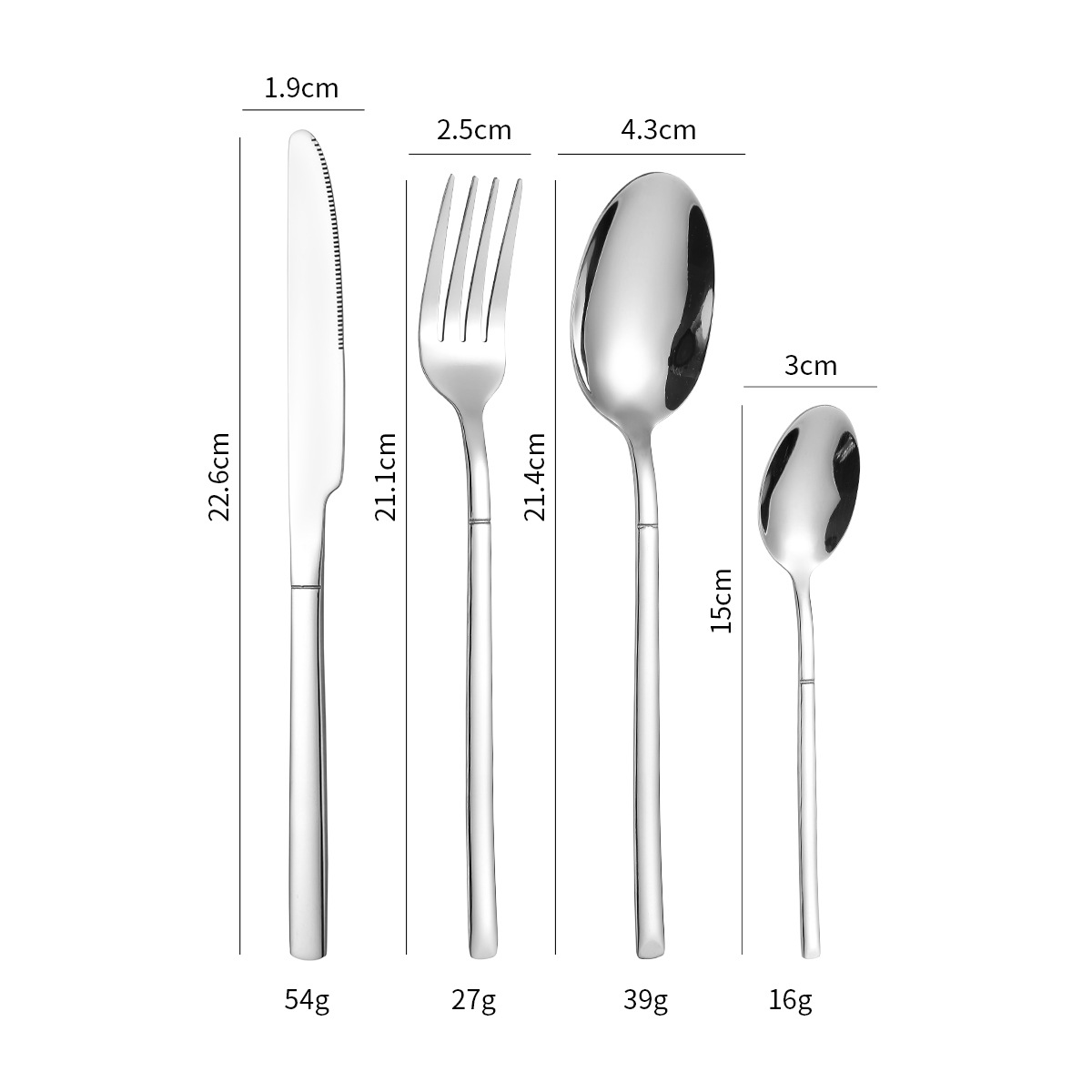 실버 - 나이프, 포크, 스푼 4종 세트