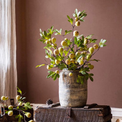 Frosted fig branches, simulated plant fruit decoration, fake flowers, fig branches with leaves, wild meaning gifts