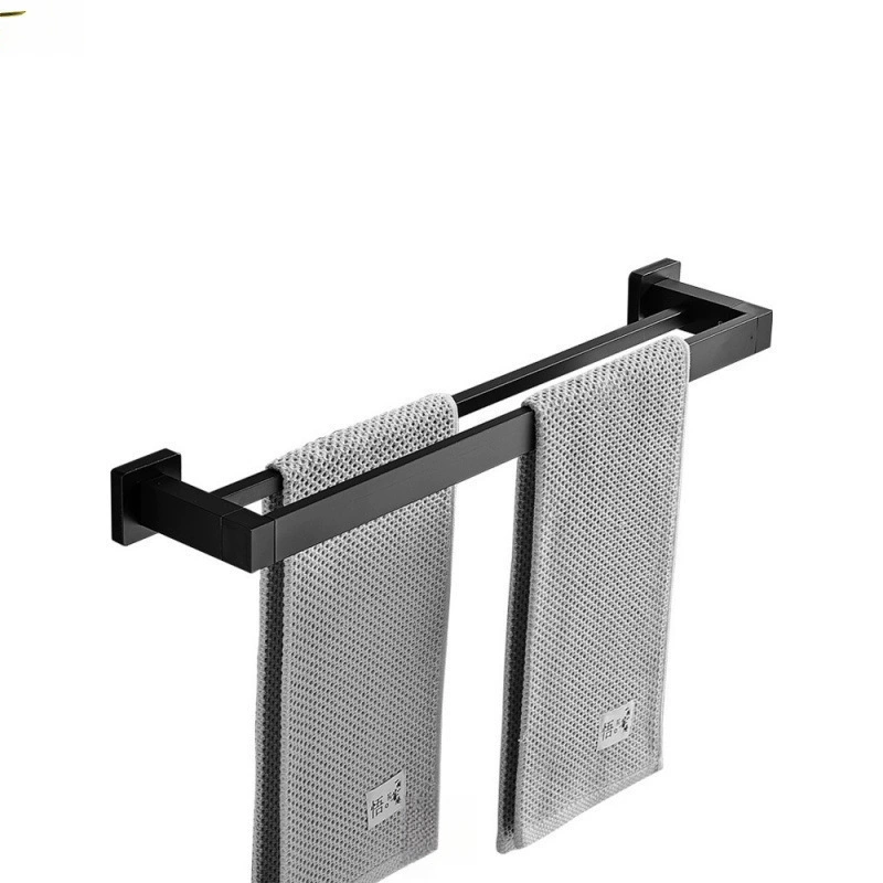 Прозрачная черная ванная комната утолщена квадратная двухстержневая вешалка для полотенец для туалета