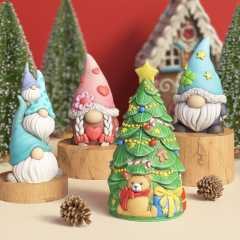 新しいクリスマスツリー雪だるまシリコーン型 diy クリスマス樹脂装飾品エルフドワーフ香りキャンドル型