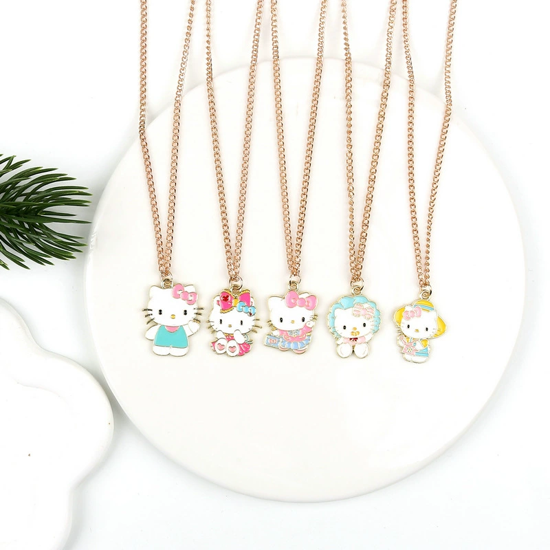 Детское ожерелье с подвеской Hello Kitty от Sanrio, милая цепочка на ключицу, украшение с котенком KT