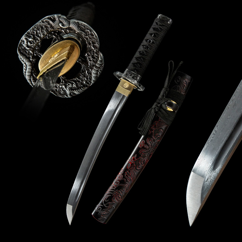 外贸手工胁差日本刀东洋居合短刀一体武士刀剑wakizashi未开刃