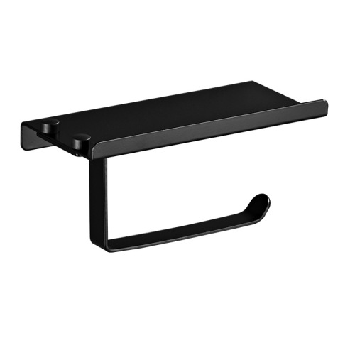 Kitchen and Bathroom Hardware Aluminum Space Phone Tissue Holder Roll Paper Holder Hotel Household Bathroom Roll Paper Holder Black Tissue Holder