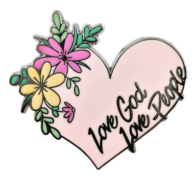 Love Everything Brooch Flower Heart-Shaped Pink Badge Faith Blessing Metal Pin Fashion Collar Jewelry Backpack Accessories (Yaxa sancaqları) - a06-09-d02